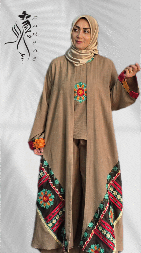 مانتو عبای سه تیکه مدل سوسن