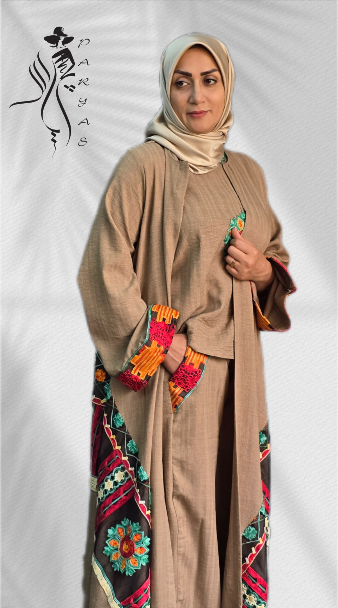مانتو عبای سه تیکه مدل سوسن