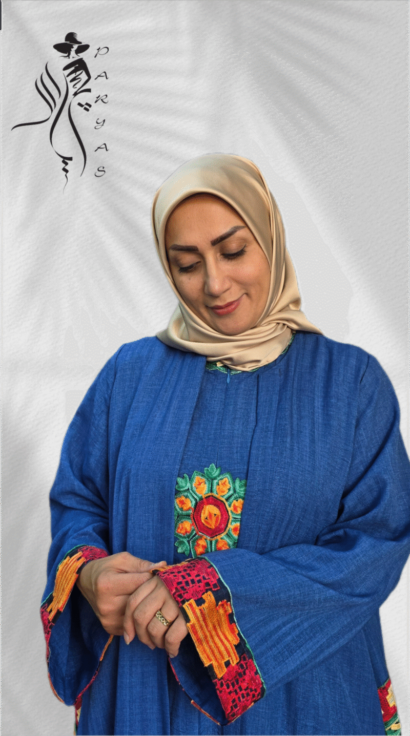 مانتو مجلسی گلدوزی شده مدل سوسن فروشگاه پریاس: درخشش بی‌بدیل در هر مهمانی!