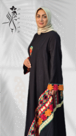 مانتو مشکی گلدوزی شده